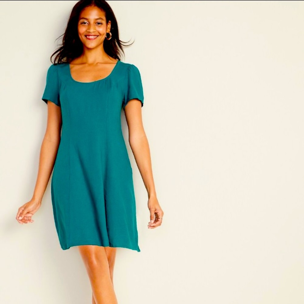 Old Navy fit & flare linen dress in teal